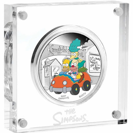 Tuvalu 2022 $1 The Simpsons - Krusty Lu Studios 1oz .9999 Silver Proof Coloured Coin Perth Mint