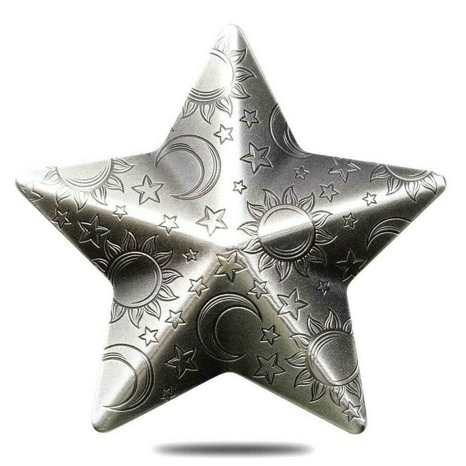 Palau 2018 $5 Twinkling Star 1 oz .999 Silver Antique Coin Reverse Convex of Star