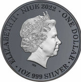 Niue 2022 $1 Australia at Night Leadbeater Possum 1oz Silver Black