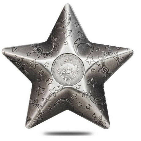Palau 2018 $5 Twinkling Star 1 oz .999 Silver Antique Coin Obverse