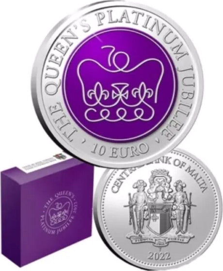 Malta 2022 €10 / 10 Euro Queen Elizabeth II's Platinum Jubilee Coloured Silver Proof Coin