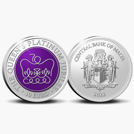 Malta 2022 €10 / 10 Euro Queen Elizabeth II's Platinum Jubilee Coloured Silver Proof Coin