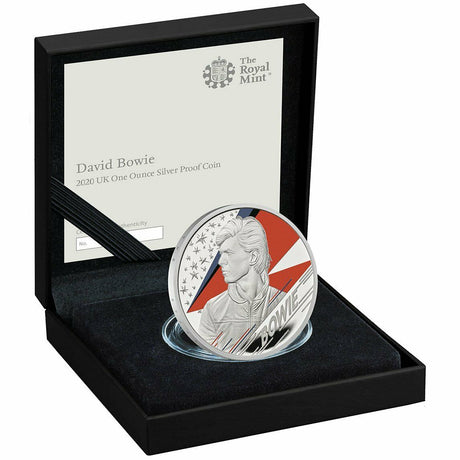 United Kingdom 2020 £2 David Bowie Silver Proof coin has a strictly limited mintage worldwide, this pristine, encapsulated coin is preserved in brilliant uncirculated condition in a capsule inside a black presentation case, ensuring its protection and long-term collectible value. Secure this spectacular tribute to the Starman today at FORTYMILLION and own a piece of British music history. 