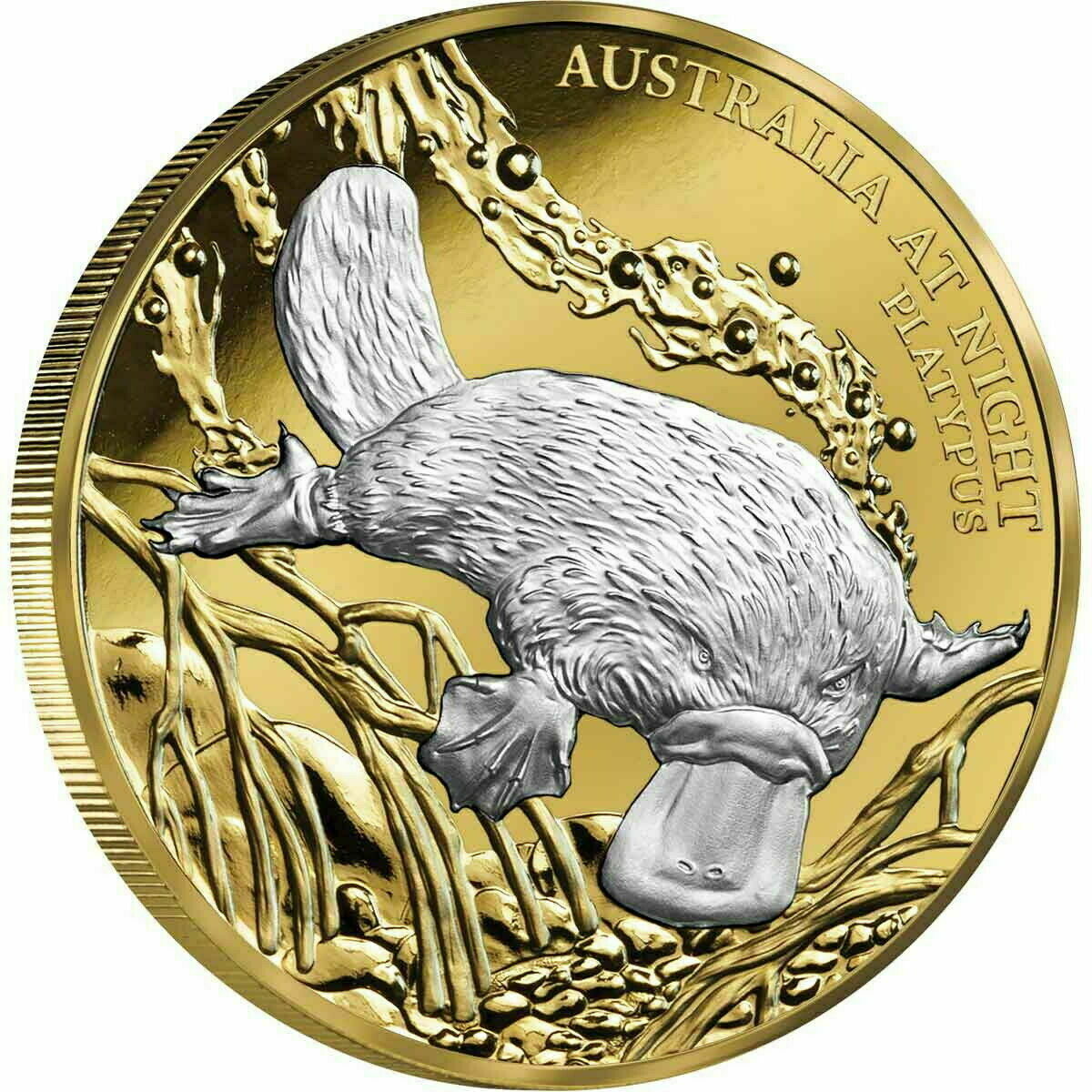 Niue 2019 Australia At Night Platypus $100 1 Oz Gold Proof Platinum Plate -Last Mintage
