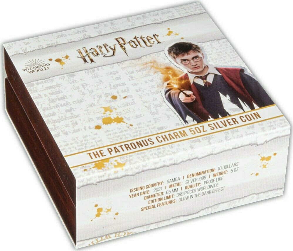Samoa 2021 Harry Potter $10 Glow in the Dark 5oz Silver Proof