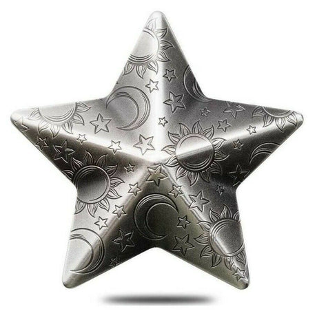 Palau 2018 $5 Twinkling Star 1 oz .999 Silver Antique Coin Reverse conves Pattern on Star