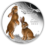 Australian Lunar Series III 2023 $1 Year of the Rabbit 1oz .999 Silver Proof Coloured Coin Perth Mint