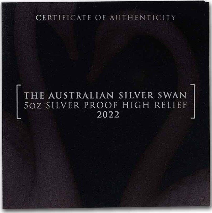 Australian Swan 2022 $5 5oz Silver Proof High Relief Coin 500 Made