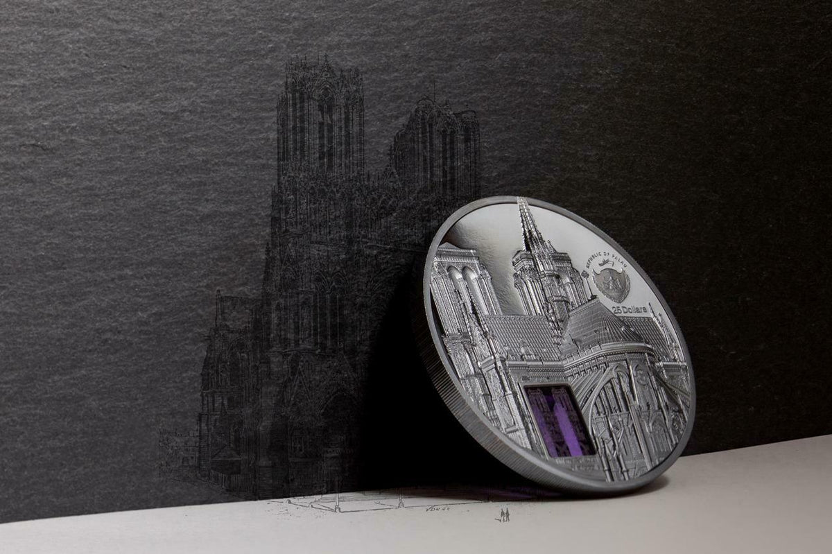 Palau 2021 $25 Notre Dame de Paris Tiffany Art 5 Oz Black Silver Proof Coin CIT Smartminting®