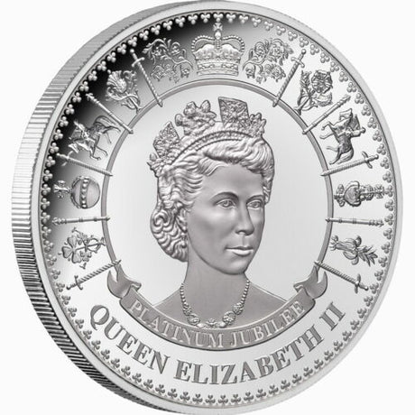 Tokelau 2022 $5 Queen Elizabeth II Platinum Jubilee 1952 70th 1 Oz Silver Proof