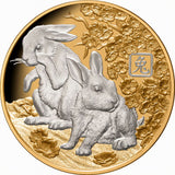 Solomon Islands 2023 $25 Lunar Rabbit Platinum Plated 1oz Gold Proof Coin