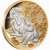 Solomon Islands 2023 $25 Lunar Rabbit Platinum Plated 1oz Gold Proof Coin