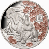 Solomon Islands 2023 $5 Lunar Rabbit Rose-Gold Plated 1oz Silver Proof Coin