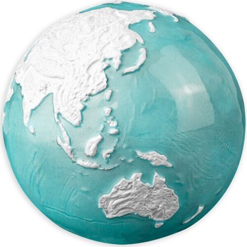 Barbados 2023 $5 Frozen Marble Planet Earth Spherical 3 Oz Silver Coin