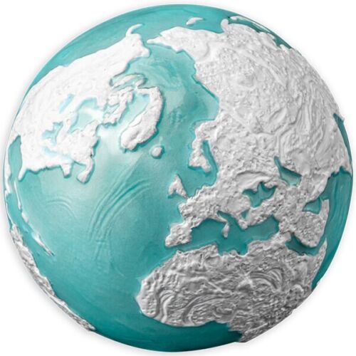 Barbados 2023 $5 Frozen Marble Planet Earth Spherical 3 Oz Silver Coin
