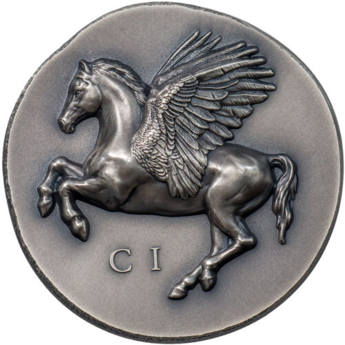 Cook Islands 2022 $5 Pegasos 1oz .999 Silver Antique Coin 999 Minted