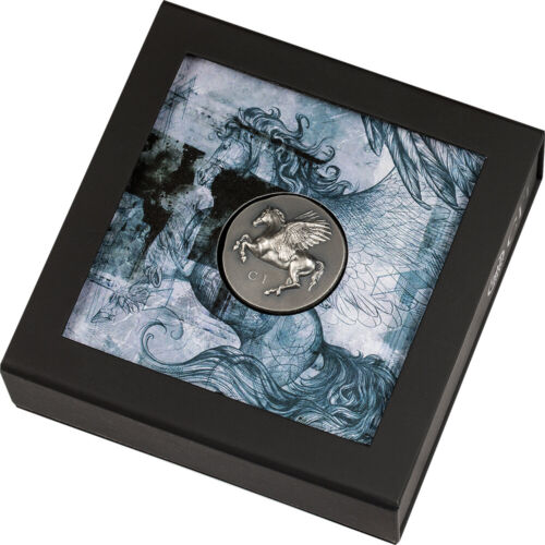 Cook Islands 2022 $5 Pegasos 1oz .999 Silver Antique Coin 999 Minted