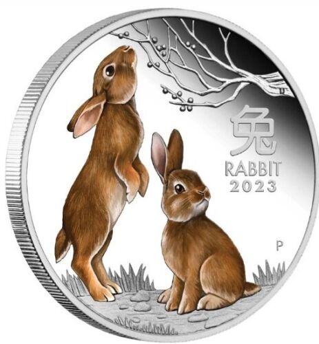 Australia 2023 $1 Year of the Rabbit 1 oz Silver Trio 3 x 1oz 99.99% Silver Gilded, Coloured and Proof Coins - Lunar Series III - Perth Mint