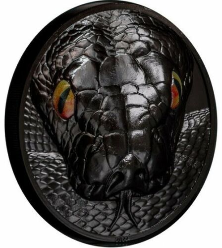 Palau 2022 $10  Python Hunters By Night 2 Oz Silver Black Proof Coin