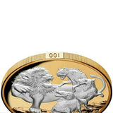 Niue 2022 $10 Apex Predators Lion & Hyena 5 Oz .999 Silver Gold Plated Proof