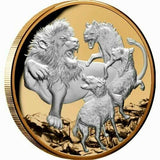 Niue 2022 $10 Apex Predators Lion & Hyena 5 Oz .999 Silver Gold Plated Proof