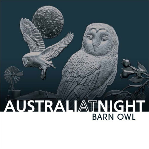 Niue 2022 $1 Barn Owl Australia At Night 1 Oz Pure Silver Black