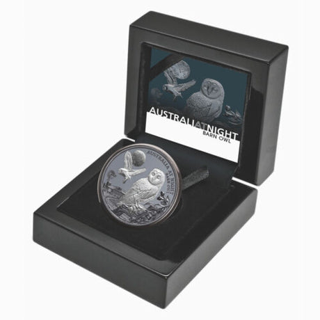 Niue 2022 $1 Barn Owl Australia At Night 1 Oz Pure Silver Black