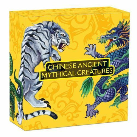 Tuvalu 2021 $5 Chinese Ancient Mythical Creatures Coloured 5oz Silver Antiqued Coin