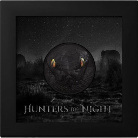 Palau 2022 $10  Python Hunters By Night 2 Oz Silver Black Proof Coin
