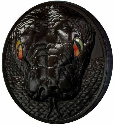 Palau 2022 $10  Python Hunters By Night 2 Oz Silver Black Proof Coin