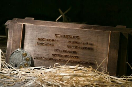 Niue 2022 $5 The Gangsters Al Capone 45mm UHR 2 oz .999 Silver Antique Coin Stencilled Wood Box Box