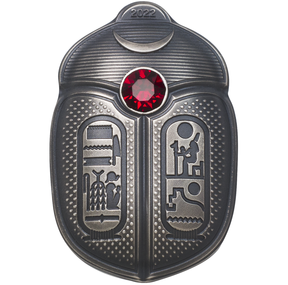 Palau 2022 $5 Scarab Ramses II 1 Oz .999 Antique Silver Coin CIT Smartminting®