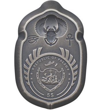 Palau 2022 $5 Scarab Ramses II 1 Oz .999 Antique Silver Coin CIT Smartminting®