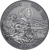 Niue 2022 $5 Shaolin Crane Kung Fu Martial Art Styles 2 Oz Antiqued Silver Coin