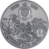 Niue 2023 $5 Shaolin Dragon Kung Fu Martial Art Styles 2 Oz Antique Silver Coin 500 Made