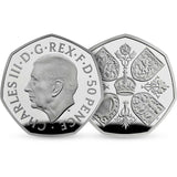United Kingdom 2022 50p King Charles III Queen Elizabeth II Tribute Silver Proof Piedfort