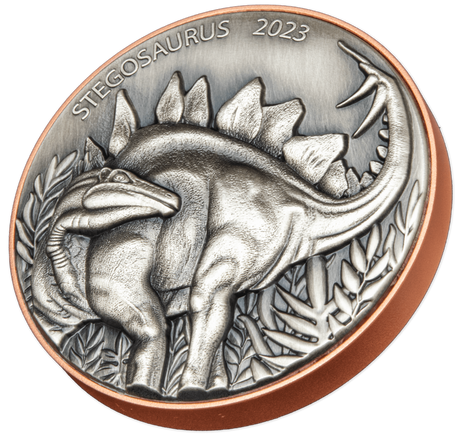 Vanuatu 2023 10 Vatu Stegosauraus Bi-Metal 10 grams Silver and 145 grams Copper Antique Coin