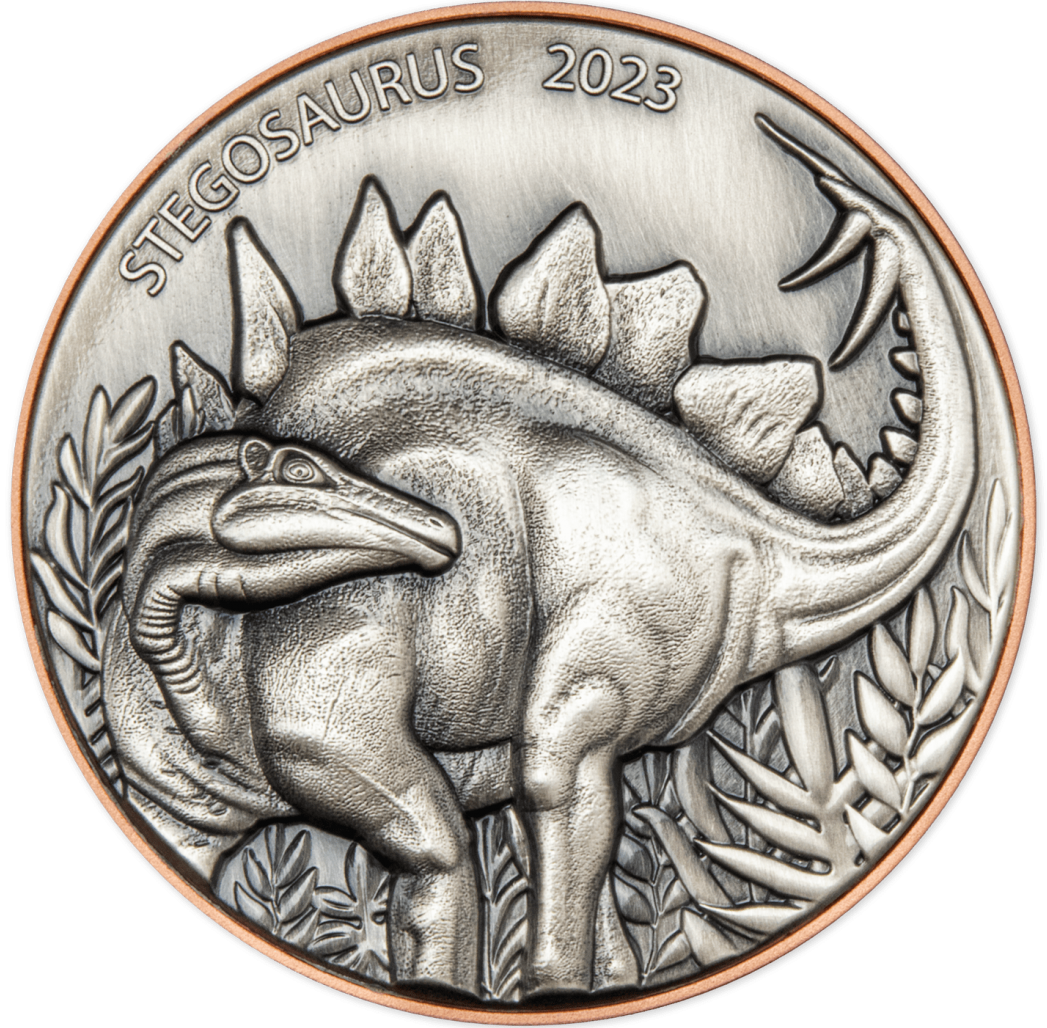 Vanuatu 2023 10 Vatu Stegosauraus Bi-Metal 10 grams Silver and 145 grams Copper Antique Coin