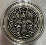 Republique du Tchad 2021 10000 Francs Binding of Fenrir 2 Oz Antiqed Silver 11.5 oz Copper Coin