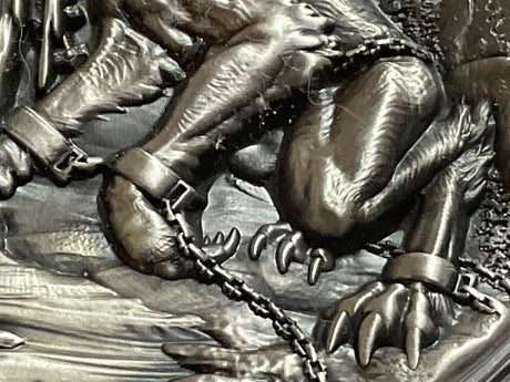 Republique du Tchad 2021 10000 Francs Binding of Fenrir 2 Oz Antiqed Silver 11.5 oz Copper Coin