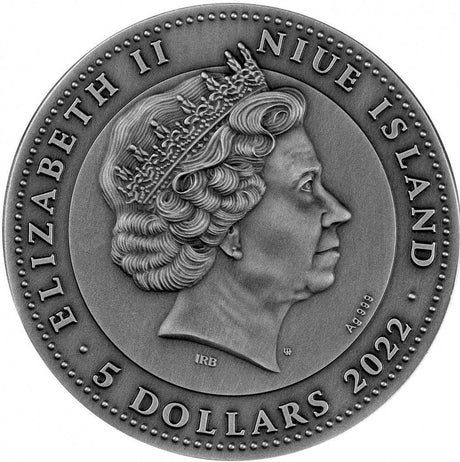 Niue Island 2022 $5 Triton 2 Oz Antiqued Silver Coin Selectively Gold Plated