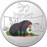 Australia 2022 20 Cent 20th Anniversary of Diary of a Wombat – 20c Coloured Coin in Card