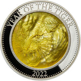 Cook Islands 2022 $25 Lunar Tiger Mother of Pearl 5oz Silver Proof Coin